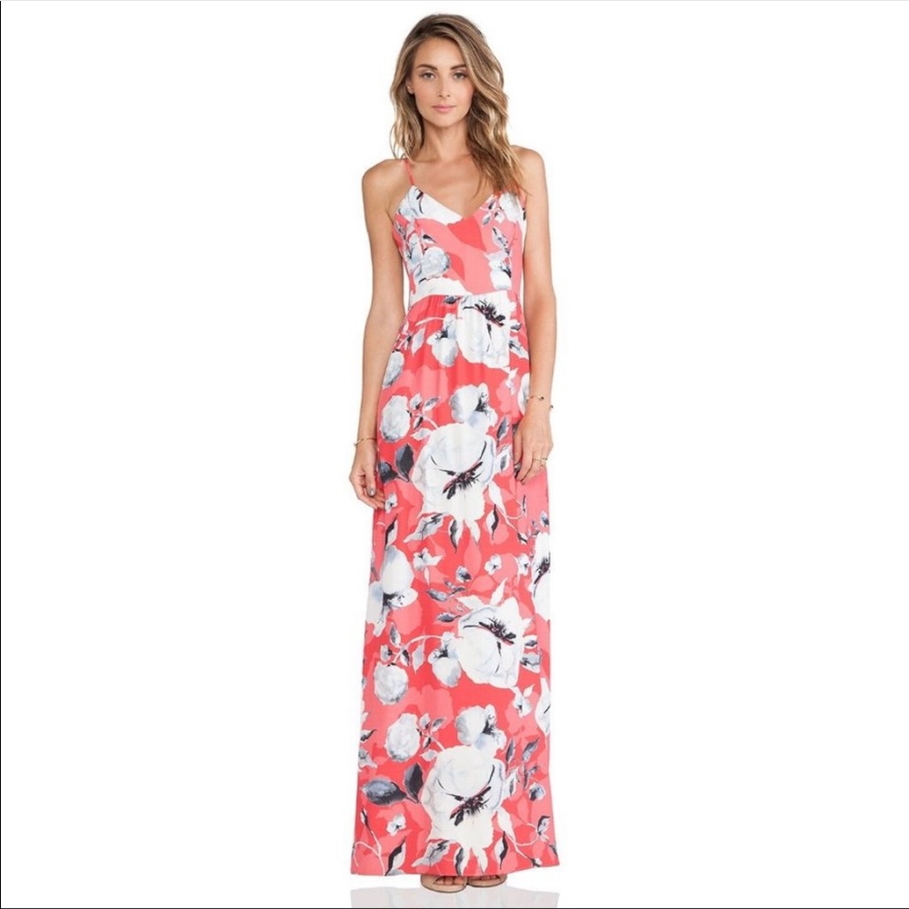 Parker Niko Bright Coral White Floral Dress in Passion Dorset Size S Adjustable